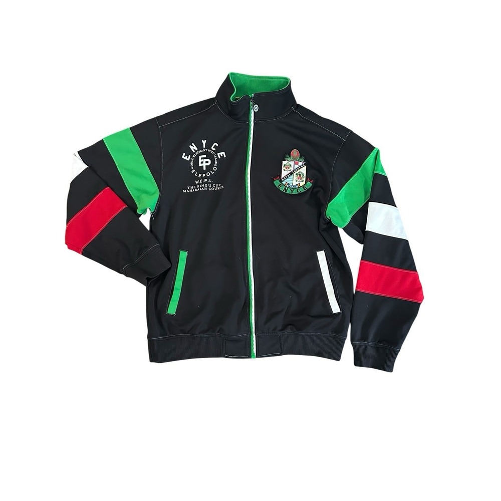 Vintage Enyce Track Jacket Y2K Elephant Polo Royal Tuskers Black Green Med